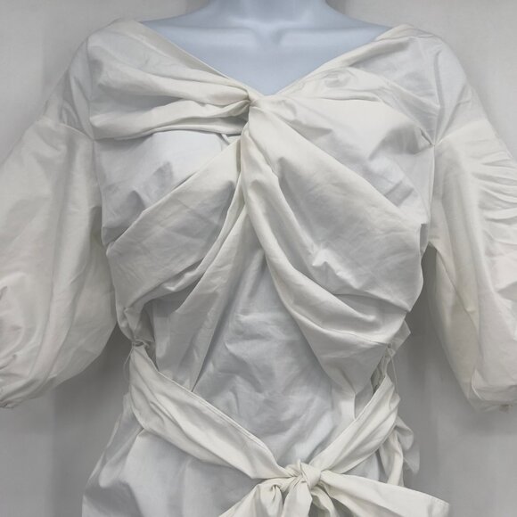 New York & Company 7th Avenue Design Studio Puff Sleeve Tie Front Top S NWT - Picture 2 of 13